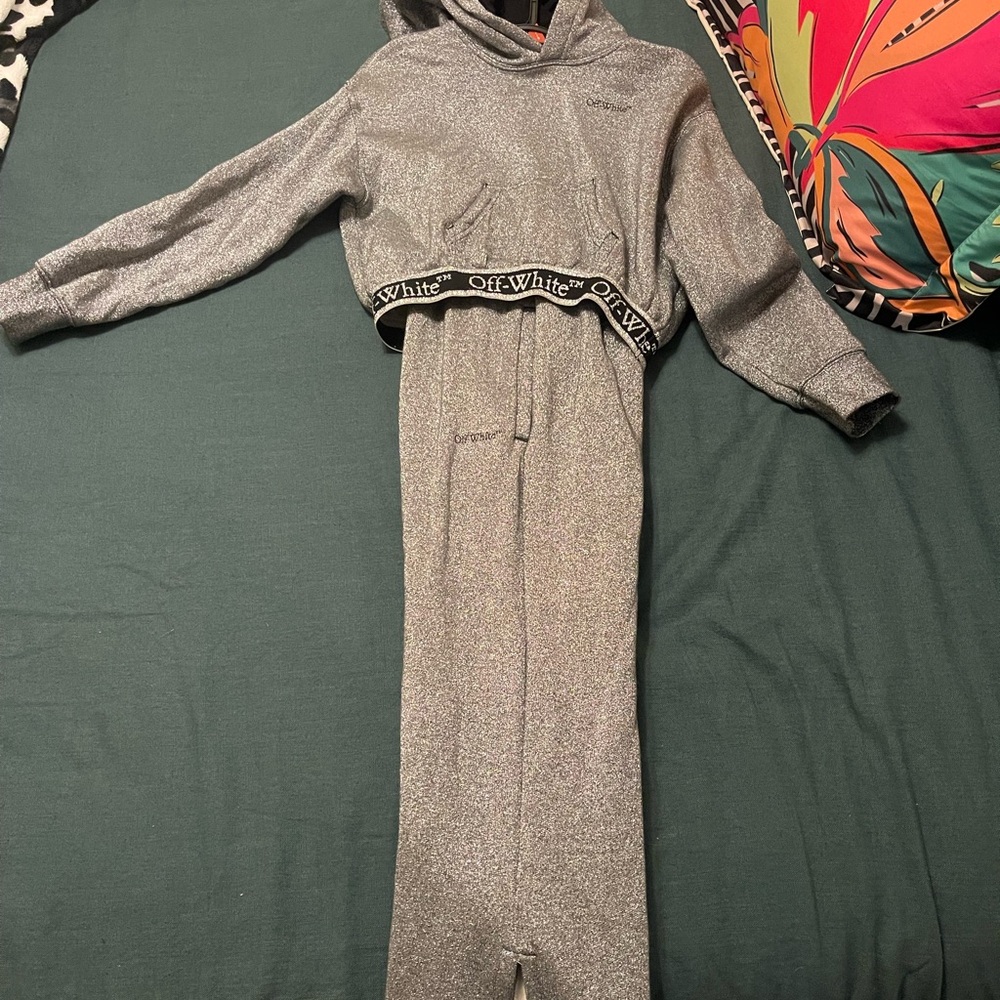 Off-White Gray Hoodie and Pants Set